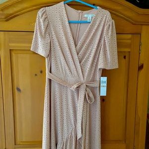 NWT London Times Midi Wrap dress large size 12 Pink